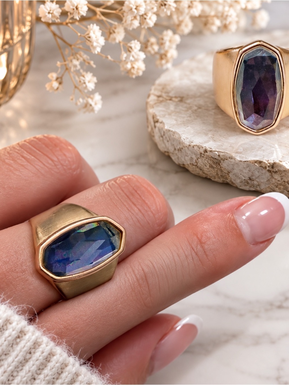 Kendra Scott Mood Ring – Rose Gold Tone Purple Color-Changing Stone Size 6